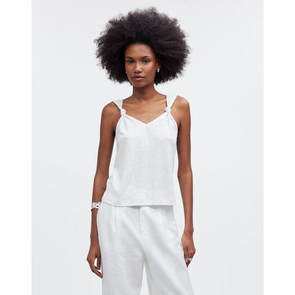 New Madewell Women’s Large Eyelet White Knotted-Strap Tank NWT‎ - Picture 1 of 8